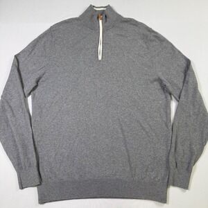 Collars & Co. Quarter Zip Sweater Mens XL Grey Cotton Cashmere Blend Luxury Knit